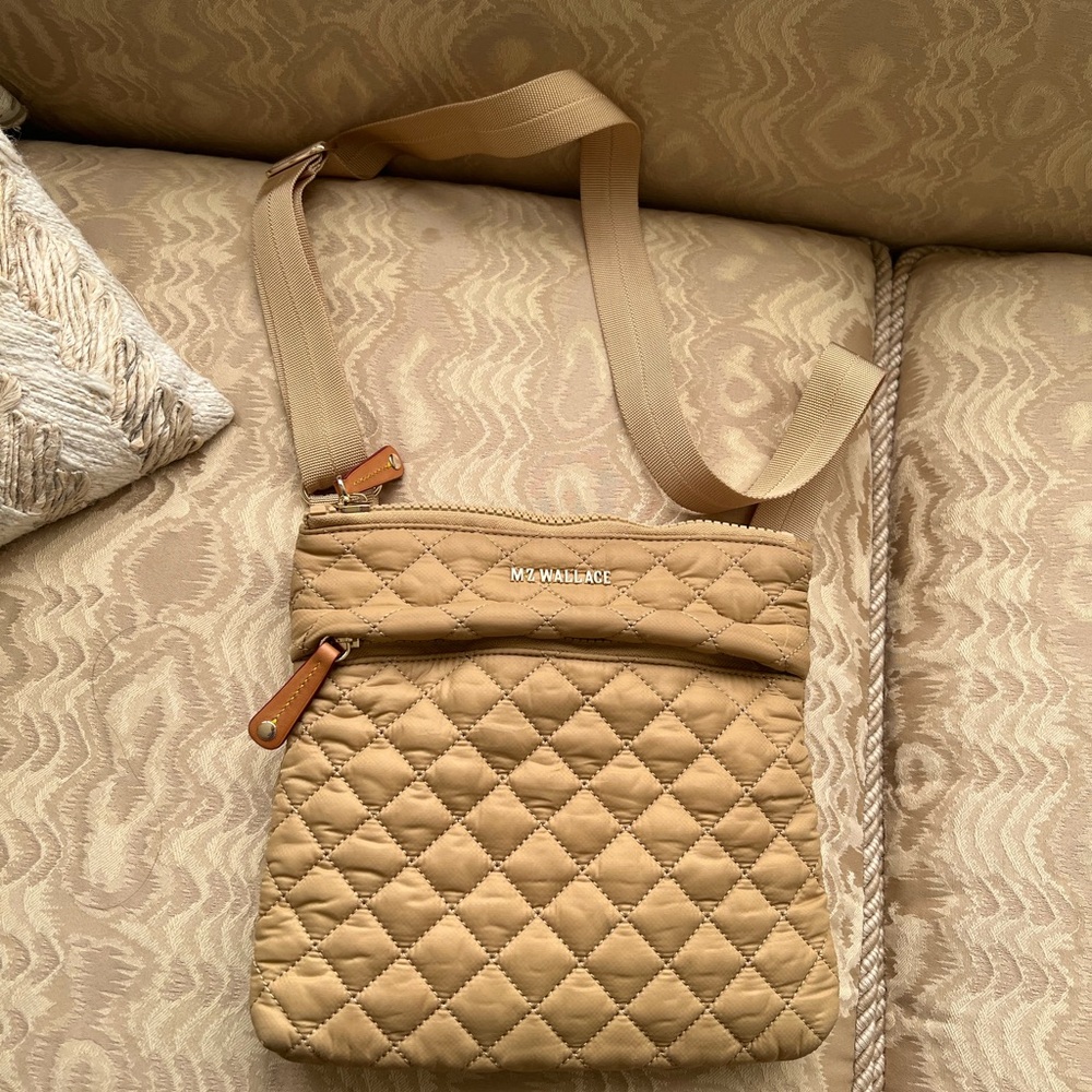 MZ Wallace Tan Crossbody Bag with Quilted Design